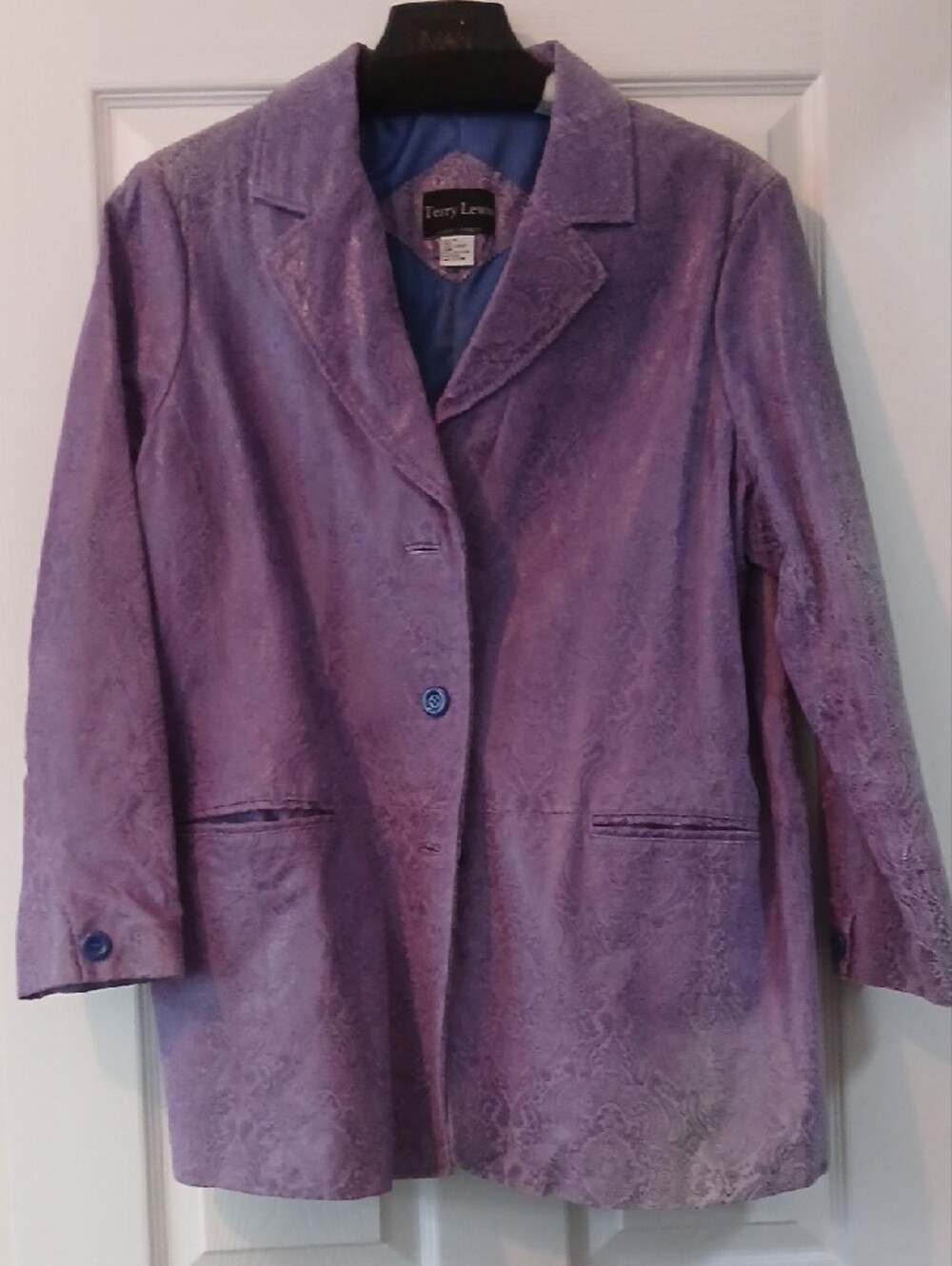 Diane Gilman Purple Suede Blazer with Blue Lining